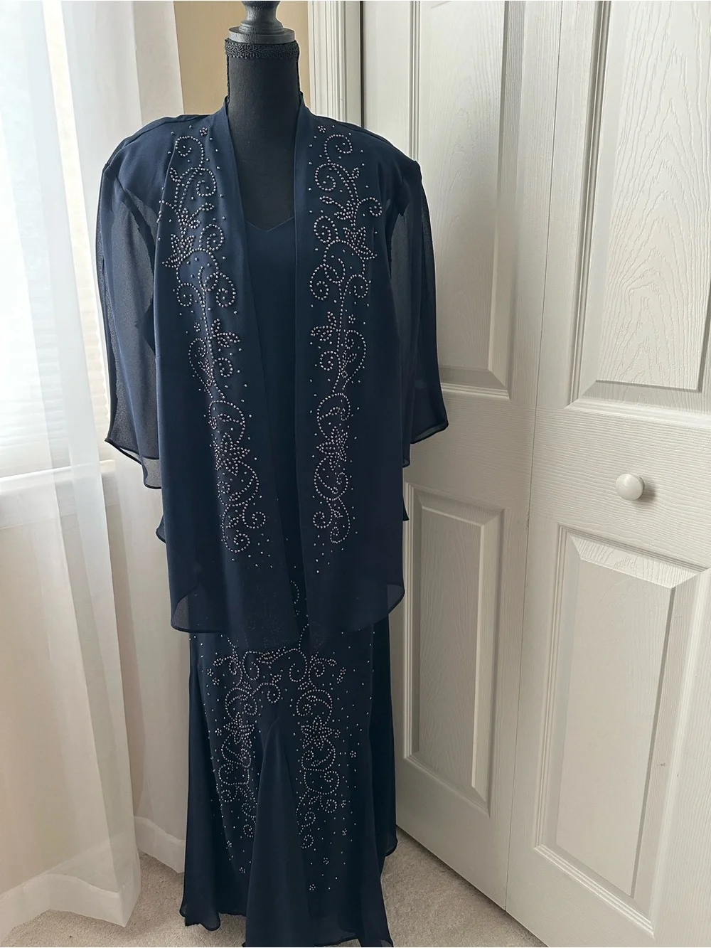 R&M Richards Mother of the Bride Navy Dress with Jacket - Picture 1 of 9